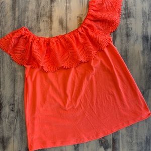NWOT - Off the Shoulder Coral Ladies Shirt - small
